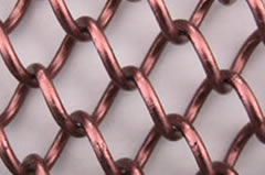 Red Copper Chain Link Wire Mesh For Decoration